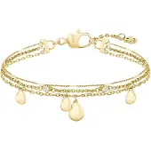 BOSS Three-layer gold-tone bracelet with droplet charms