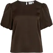 Vila Ellette 2/4 Satin Puff Top T-shirt Med Korta ärmar