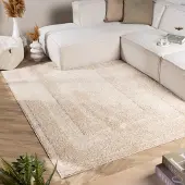 FRAAI Skandinavisk matta | Lova Border beige hos Volero | 120x170 cm | Polyester | Enfärgad | Rektangulär | Hög lugg