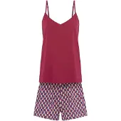 LASCANA Kort pyjamas ljusbeige / marinblå / bär