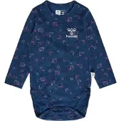 Hummel Body l/ä - hmlFia - Sargasso Sea m. Silverglitter - - 56 - Body L/Ä