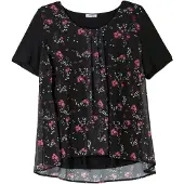 Sheego Blus beige / magenta / mörkrosa / svart