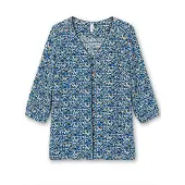 Sheego Blus marinblå / safir / saffran / vit