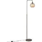 QAZQA Art Deco Golvlampa Mörkbrons med Amberfärgat Glas - Sandra