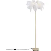 QAZQA Art Deco Golvlampa Beige med Vita Fjädrar - Peahen