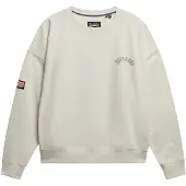 Superdry för kvinnor. W2012446A Athletic Relaxed Printed Crew Sweatshirt off-white (XS), Beige, Casual, Bomull