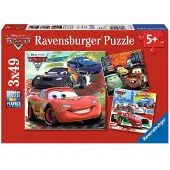 Ravensburger Disney Cars: Worldwide Racing Fun - 3 x 49-bitars pussel | Unika bitar | Anti-reflex yta | fr barn