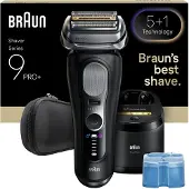 Braun Series 9 Pro+ 9660CC, Folierakapparat, Svart, Silver, Rostfritt stål, Knappar, LED, AC/Batteri