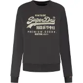 Superdry för kvinnor. W2012399A Sweatshirt utsmyckad Vintage Logo svart (L), Casual, Bomull