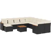 vidaXL Loungegrupp med dynor 12 delar svart konstrotting