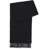 BOSS Italian-made scarf in wool with logo patch