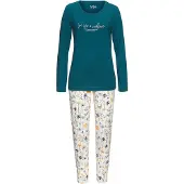 Vivance Pyjamas 'Dreams' petrol / violettblå / ljusorange / ullvit