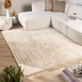 FRAAI Skandinavisk matta | Lova Arches beige hos Volero | 200x290 cm | Polyester | Enfärgad | Rektangulär | Hög lugg