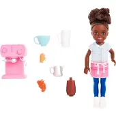 Barbie Leksaker, Chelsea Docka och Tillbehör Barista Set, Kan Vara Liten Docka med 7 Temade Delar