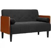 vidaXL Loveseat soffa med dynor svart 110 cm sammet
