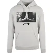 Mister tee Sweatshirt 'Pray' ljusgrå / svart / vit
