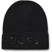 BOSS Kids' beanie hat with embroidered and studded logo