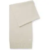 BOSS Ribbed-hem plain-knit scarf with woven logo badge