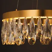Brilliant Kristall pendellampa Celestia, dimbar, Mässing / guld, Vardagsrum / matsal, Metall, Pendellampa
