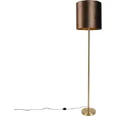 QAZQA Golvlampa mässing med sammetskärm brun 40 cm - Simplo
