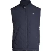 Gant för män. 7006341 Quiltad vindjacka med vindjacka marinblå (XXL), Casual, Polyester, Ärmlös / Hängselbyxor, Marino
