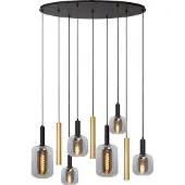 Lucide Hänglampa Joanet, dimbar, Aluminium / grå / zink, Vardagsrum / matsal, Glas, Pendellampa