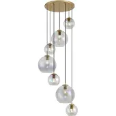 QAZQA Art Deco Pendellampa Guld med Regnbågsglas 7-ljus - Sandra