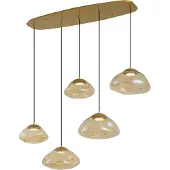 QAZQA Hotell Chic Pendellampa Mässing med Bärnstensfärgat Glas 5-ljus - Gus