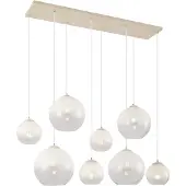 QAZQA Art Deco pendellampa beige med vitt glas 8-ljus - Sandra