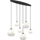 QAZQA Modern pendellampa svart med vitt glas rektangulär 6-ljus - Misty