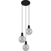 QAZQA Design Taklampa Svart med Regnbågsglas Rund 3-ljus - Mallon