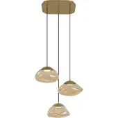 QAZQA Hotell Chic Pendellampa Mässing med Bärnstensfärgat Glas 3-ljus - Gus