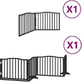vidaXL Hundgrind med dörr vikbar 6 paneler svart 480 cm poppel