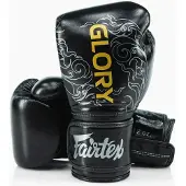 SuperMerchantEU Fairtex Glory Kickboxningstävling Träning Boxningshandskar Svart/Silver 14OZ