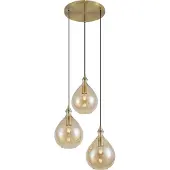 QAZQA Modern pendellampa guld med bärnstensfärgat glas 3-ljus - Traditionell