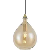 QAZQA Modern pendellampa guld med bärnstensfärgat glas - Traditional