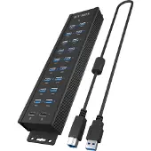 Icy Box 61076 USB-hubb 20 Port USB-A USB 3.0 5 GBit/s Svart USB Hub