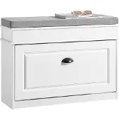 SoBuy Skobänk med sittdyna, vit 75x51x24 cm
