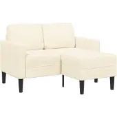 vidaXL 2-sitssoffa med schäslong L-formad gräddvit 125 cm linne