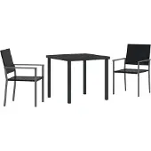 vidaXL Trädgårdsmöbelset 3 pcs Svart PE Rattan