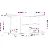 vidaXL TV-bänk med hjul svart ek 80x40x45 cm konstruerat trä