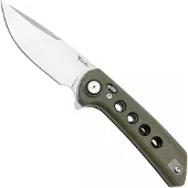 Reate PL-XF Stonewashed NItro-V, Green Micarta, pocket knife