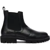 BOSS Grained leather boots with elasticated side panels