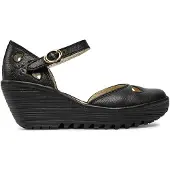 Fly london Yuna Wedge-sandaler i läder för kvinnor - (Svart)