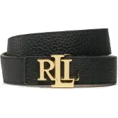 Lauren Accesorios för kvinnor. 412912039001 Vändbart brunt läderbälte, svart (XS), Casual, Hud