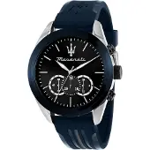 Maserati Traguardo Kronograf Gummiband Svart Solborstat Urtavla Kvarts R8871612046 100M Herrklocka