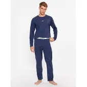 GUESS Pyjamas lång 'Derrick' blå / vit