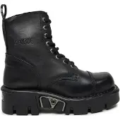 New rock - Militära bikerstövlar i svart läder - M-NEWMILI083-S19