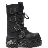 New rock Unisex svarta läderstövlar i gotisk stil-373-S4