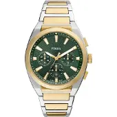 Fossil Analog klocka 'Everett' guld / mörkgrön / silver